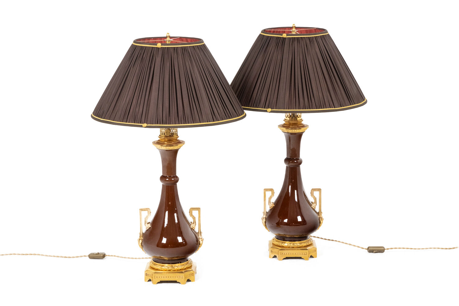 Pair of lamps in porcelain and bronze circa 1880