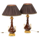 Pair of lamps in porcelain and bronze circa 1880