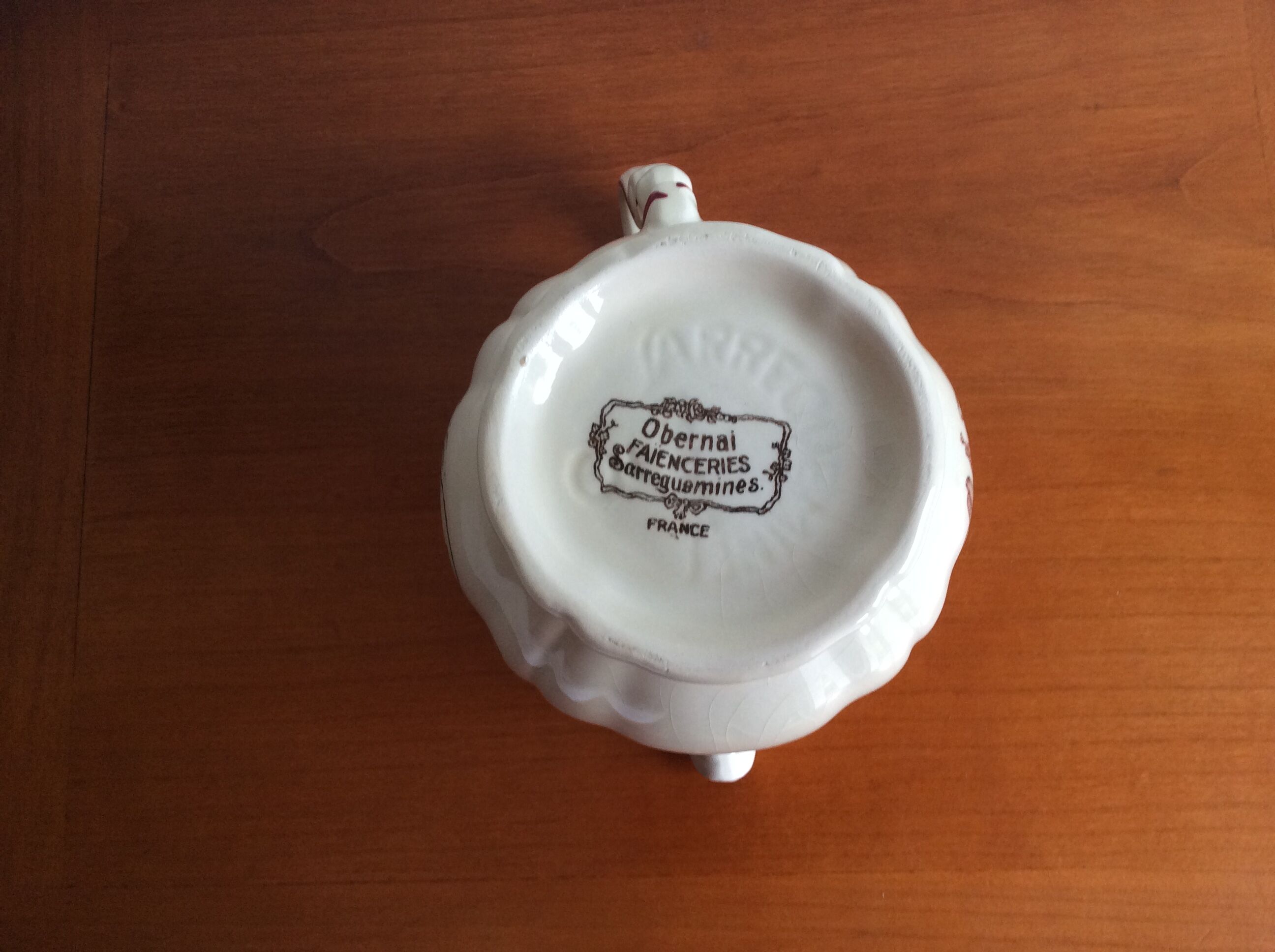 Creamer Old earthenware milk pot Sarreguemines Obernai