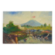 Oil on wood by Riccardo Capone Procession 50s 60s
