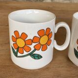 3 italian retro floral mugs