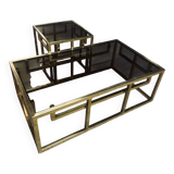 Tables laiton et verre Jean Lefevre