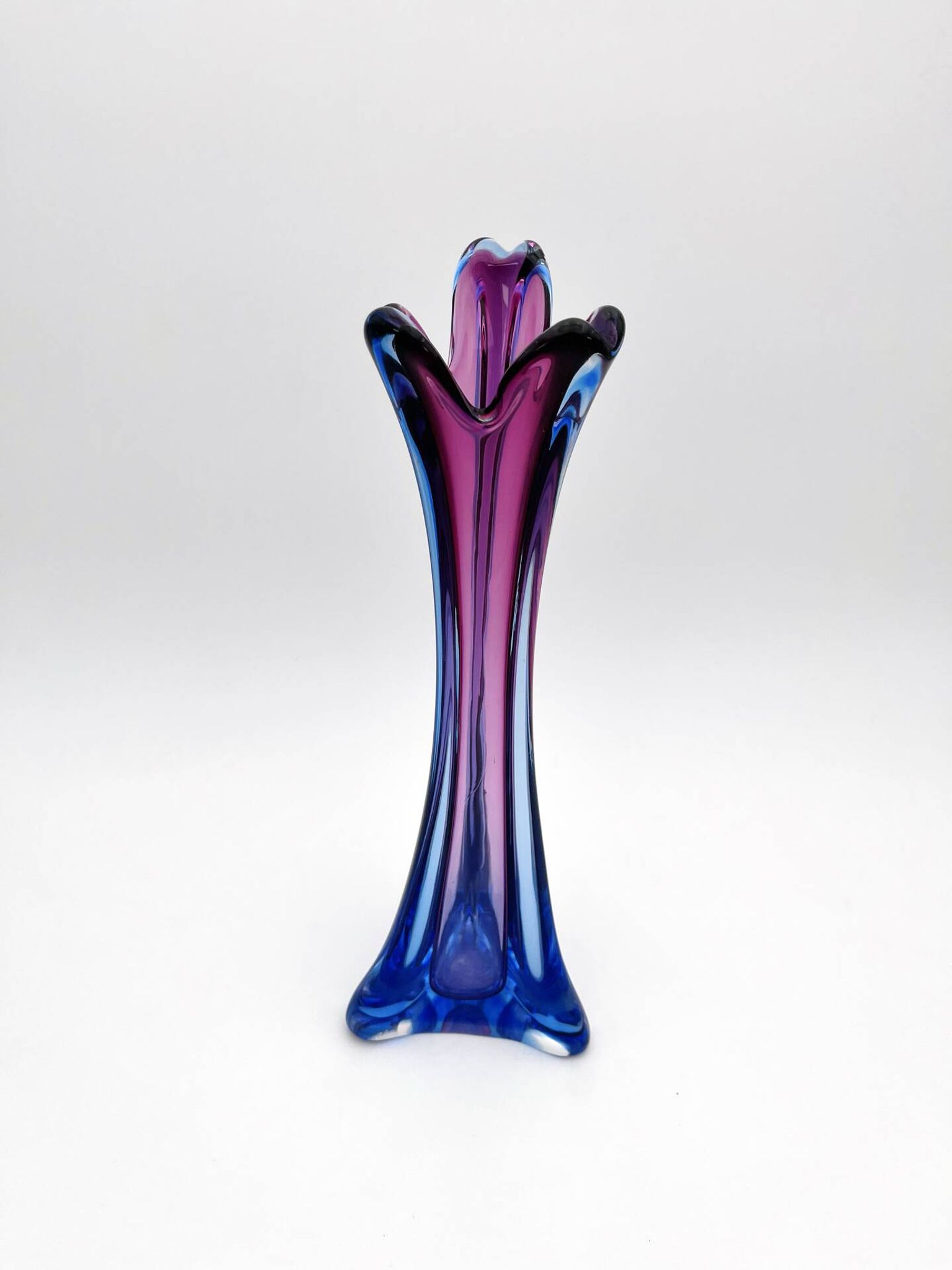 Vase Sommerso Murano violet et bleu