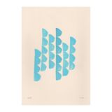 Collection of 4 blue abstract paintings on paper signed Eawy