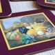 Set of 6 vintage Jason "Still Life Fruit" coasters, cork and durable.