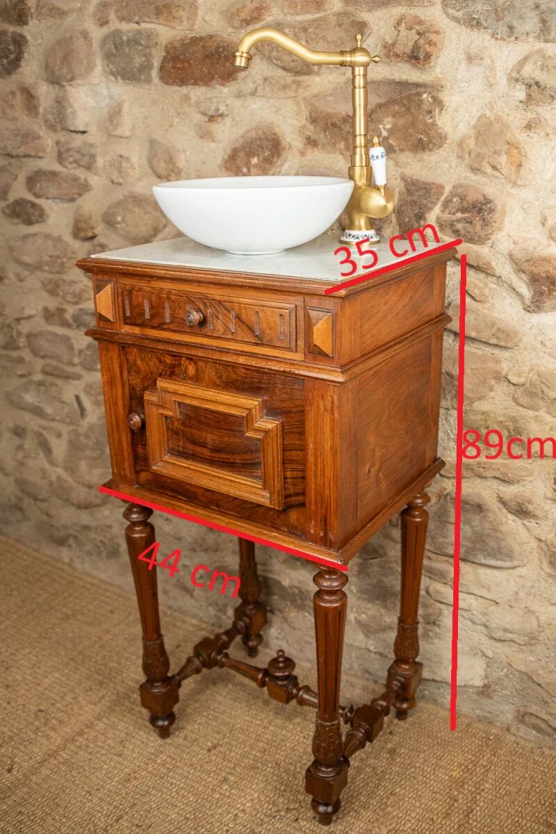 Vanity unit - antique washbasin in wood and marble