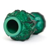 Glass vase decorated with bacchantes. Hoffman to Schlevogt 1930. Malachite green