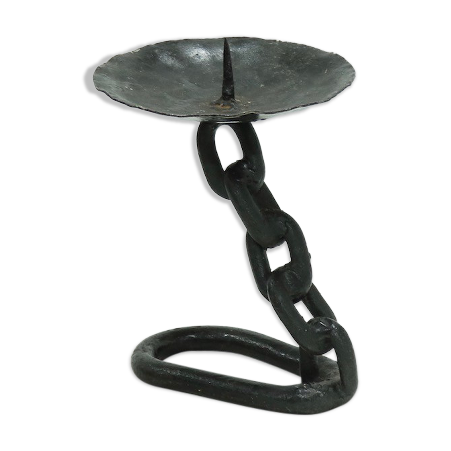 Brutalist Wrought Iron Candle Holder 1970s