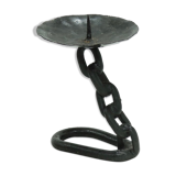 Brutalist Wrought Iron Candle Holder 1970s