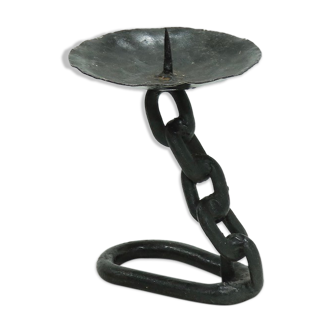 Brutalist Wrought Iron Candle Holder 1970s
