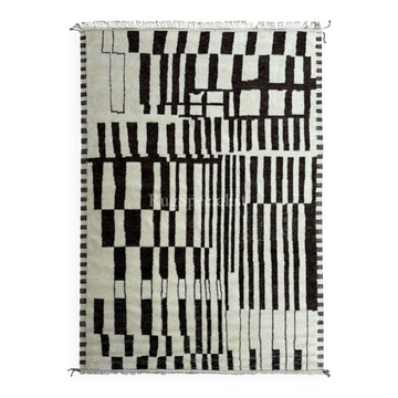 Tapis en laine 100 % à motifs marocains, noué à la main. Options personnalisées disponibles.