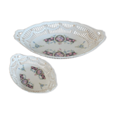 Set of 2 openwork bins or porcelain baskets circa 1920-1930