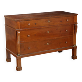 Commode de restauration ancienne en noyer 3 tiroirs '800