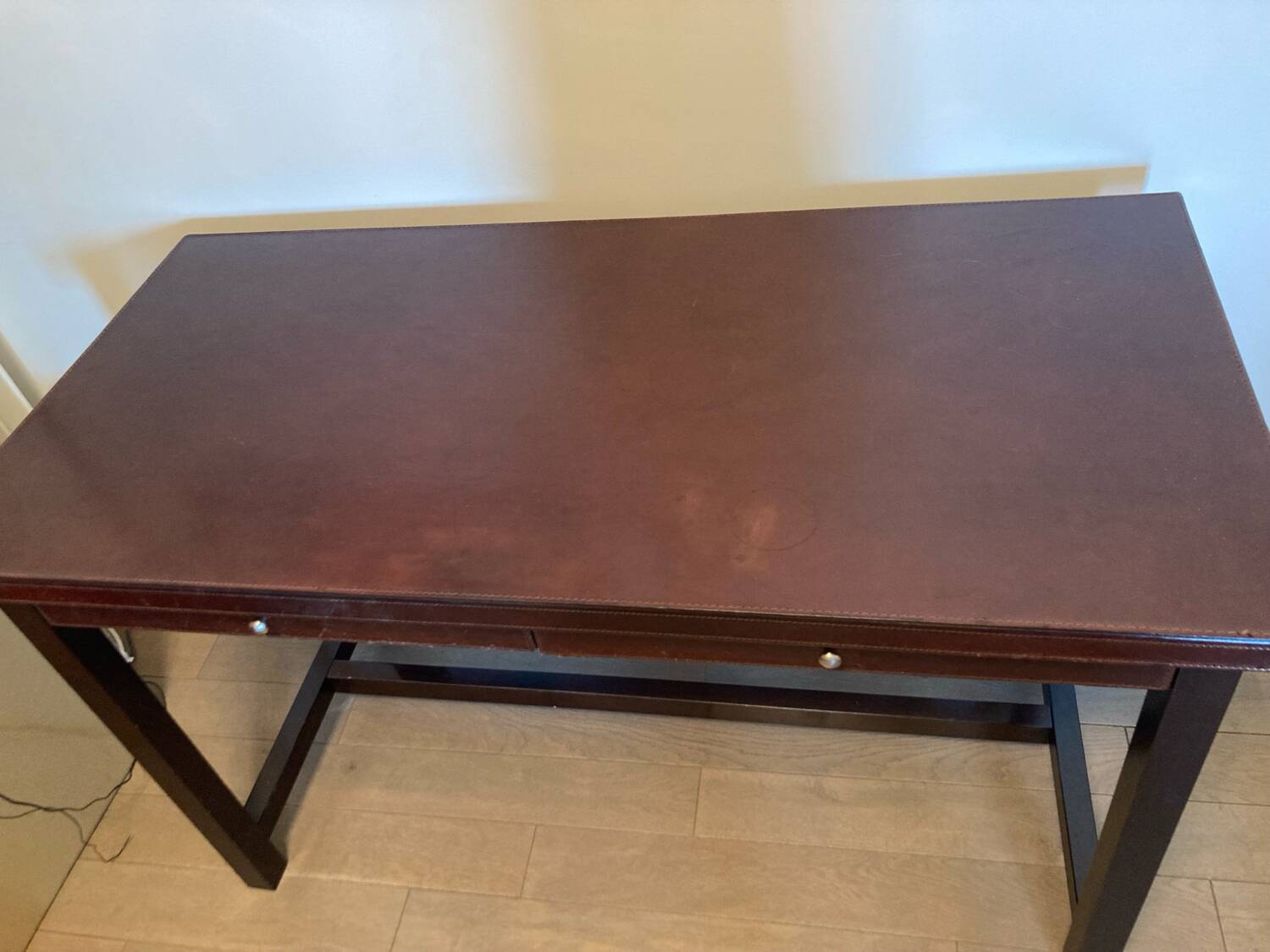 Bureau italien bois et cuir