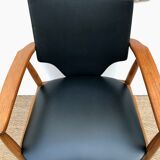 Teak and black vinyl chair 1960s