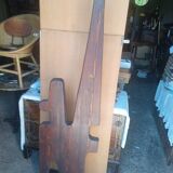 Totem Brutalist sculpture, solid wood on base