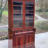 2-part Victorian display cabinet buffet with lacquered mahogany marquetry