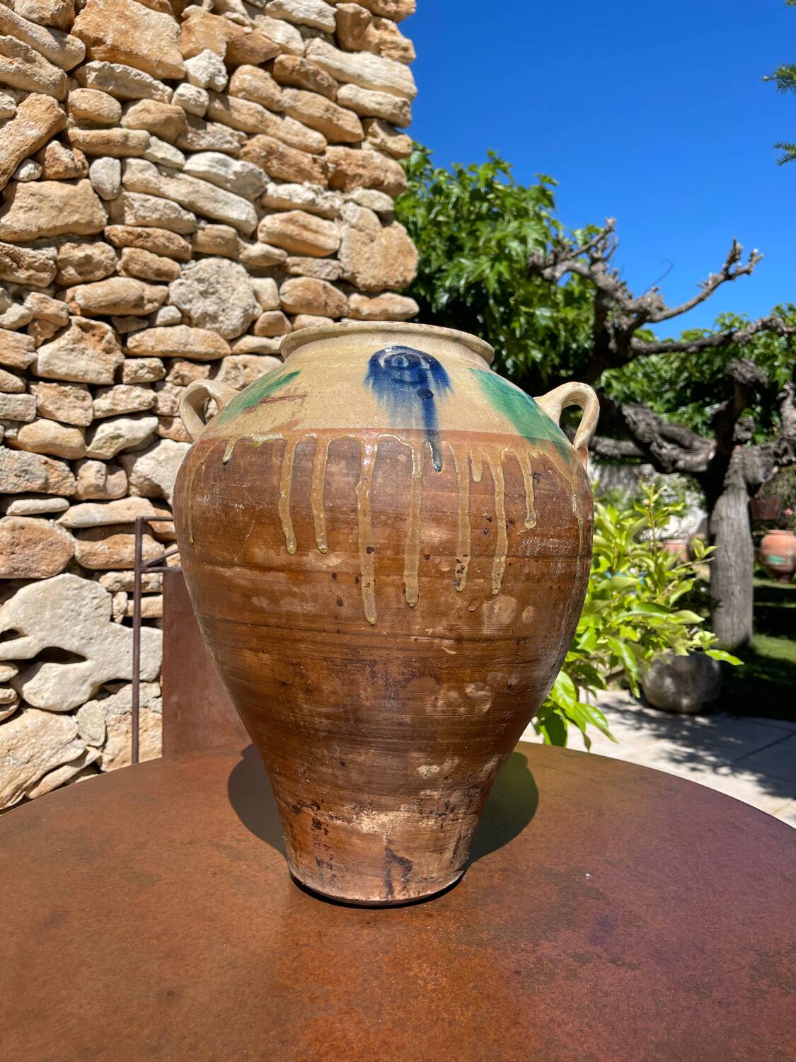 Ancient terracotta pottery jar from the 1920s.