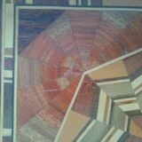 Old vintage marquetry wooden tray