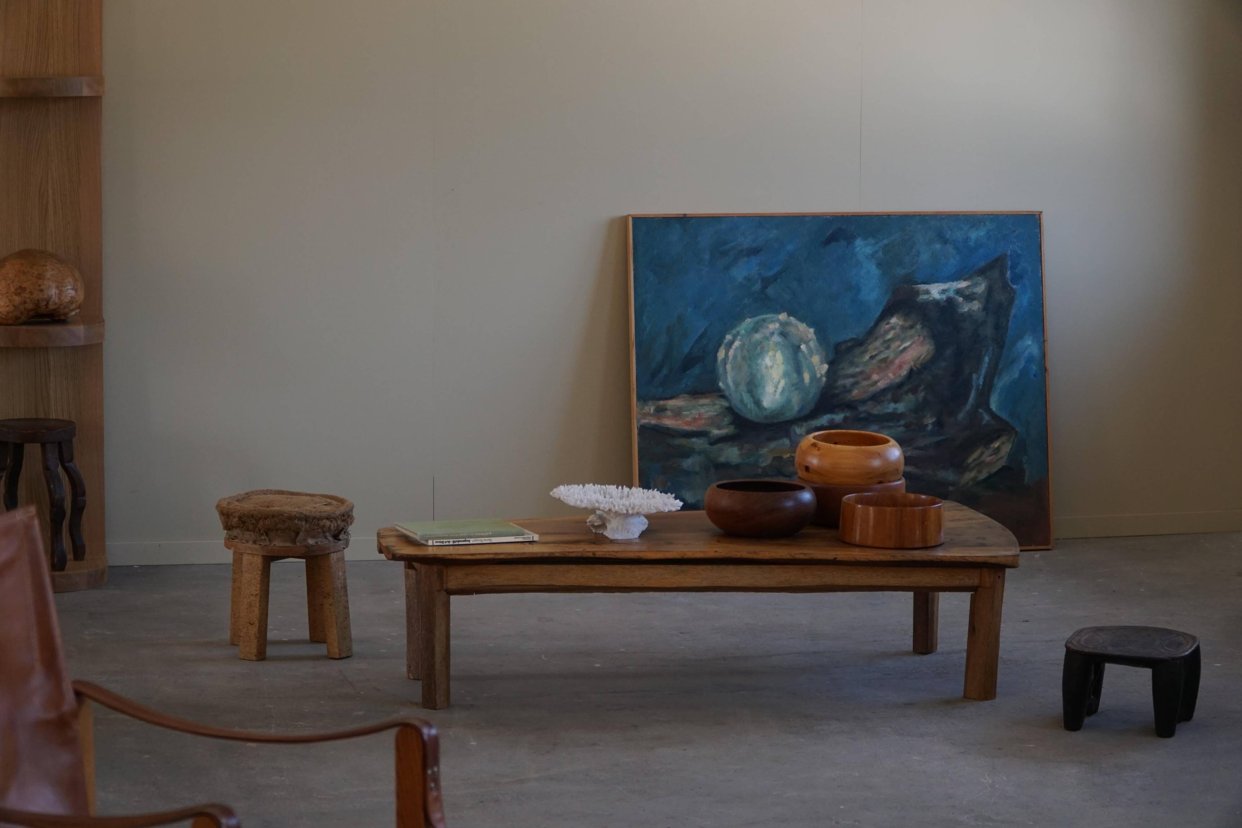 Mid-century organic Scandinavian coffee table, wabi-sabi style, made in the 1960s.