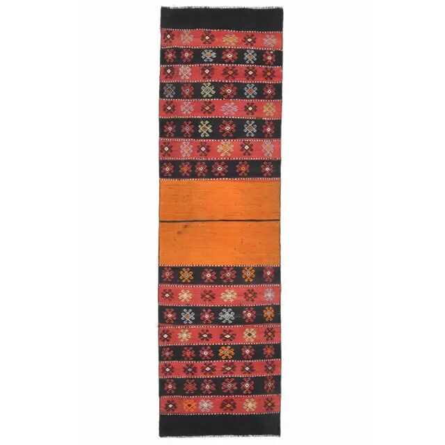 1970s Turkish Oushak Handmade Wool Cotton Red Runner Rug 65x229