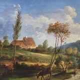 Antique Painting  Animated Landscape Oil Painting on Wood Panel