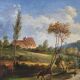 Antique Painting  Animated Landscape Oil Painting on Wood Panel