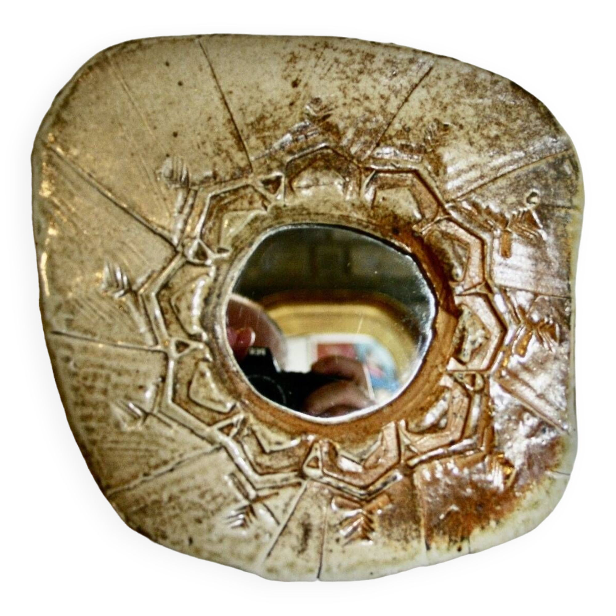 Vintage sandstone mirror from La Borne by Bruno H'dry 1960