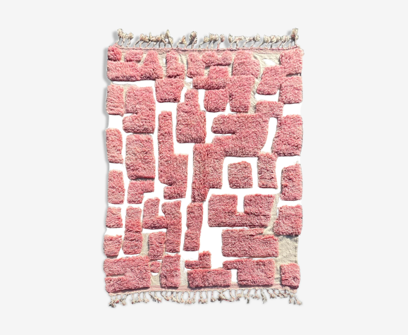 Tapis berbere moderne rose en laine 205x300 cm