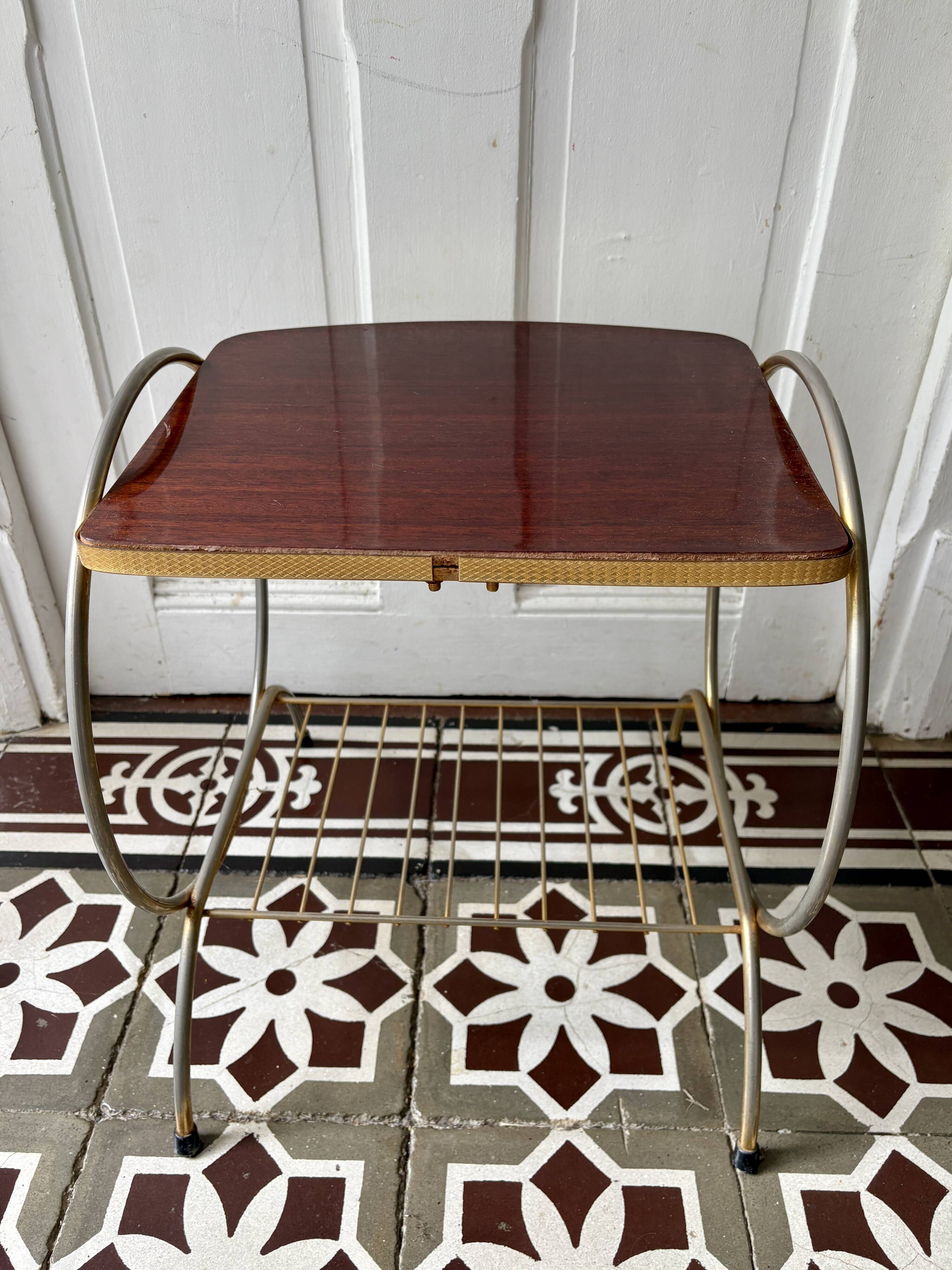 Table d'appoint vintage en laiton et formica