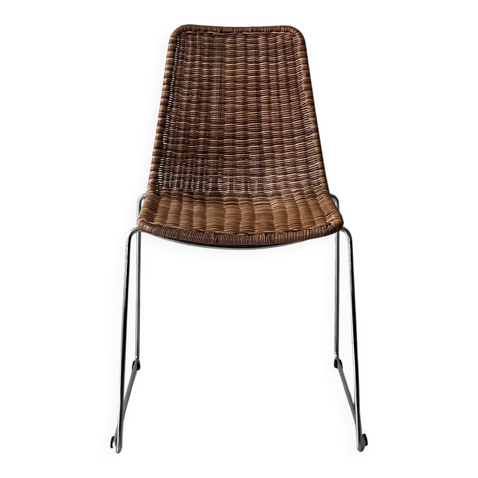 Chair made of rattan, wicker and chrome-plated metal