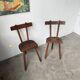 Pair of Savoyard tripod chairs, folk art, oak.