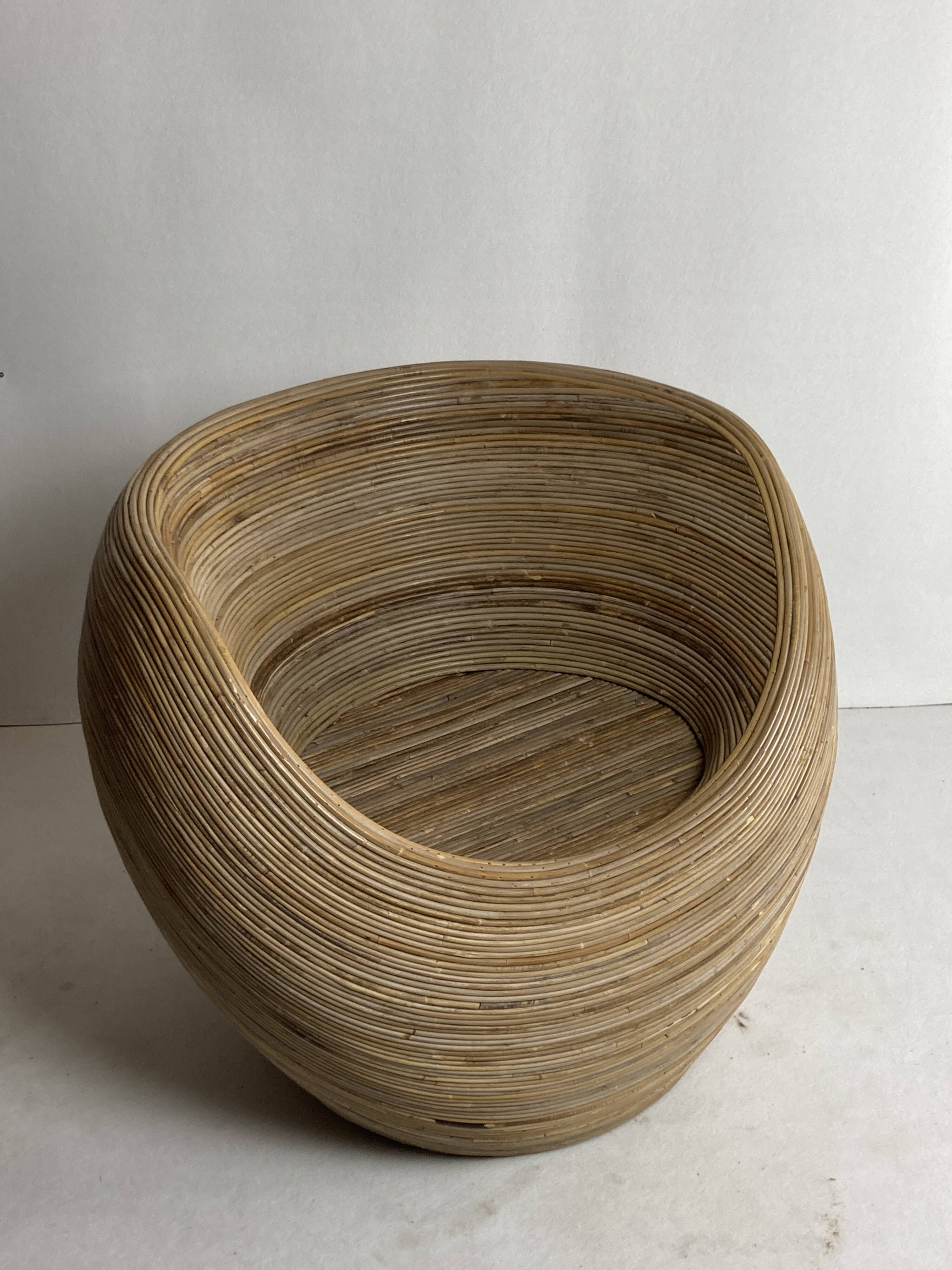 Pencil reed rattan bamboo egg pod chair