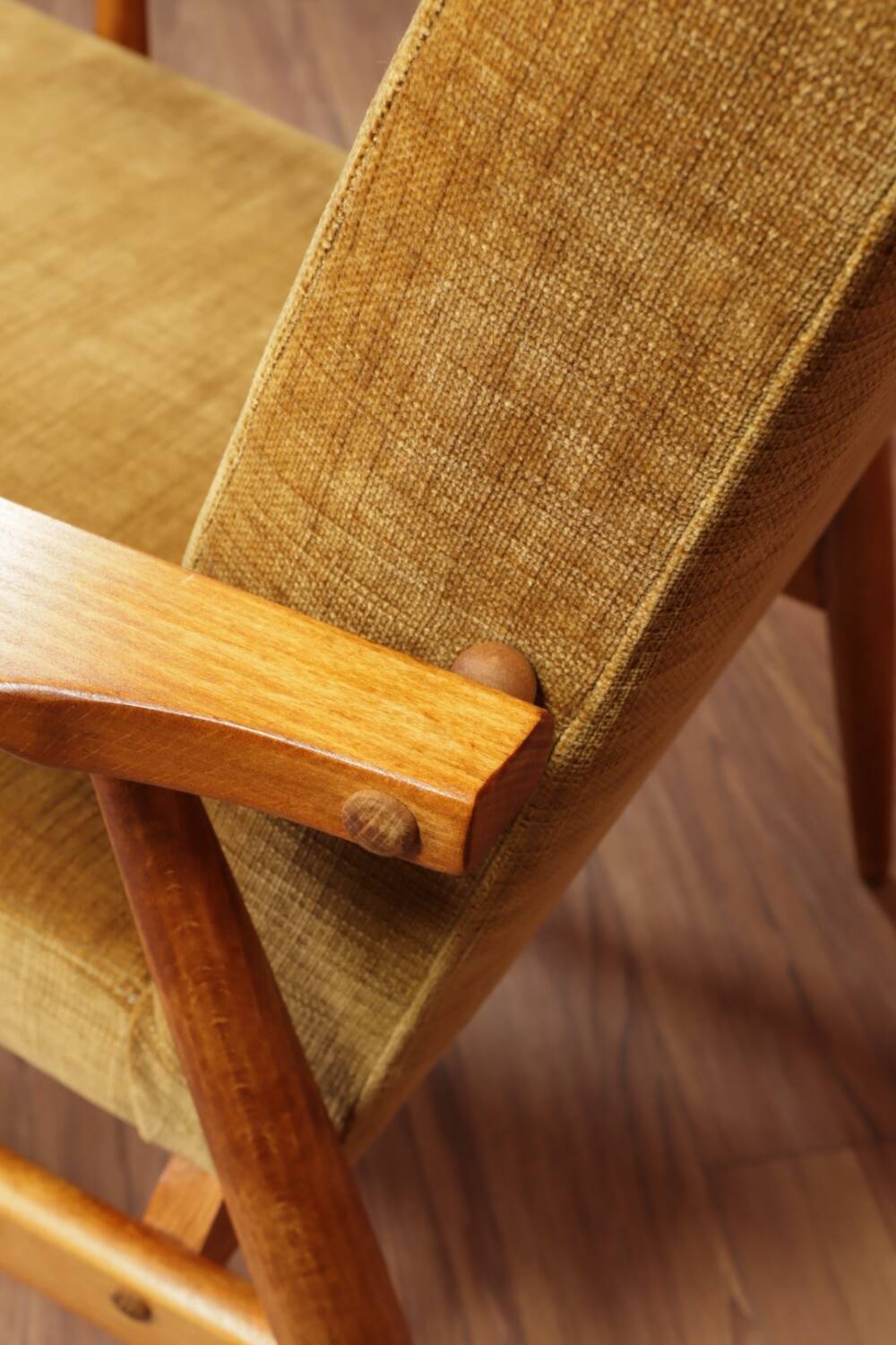 Scandinavian armchair golden velvet design by H.Lis