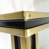 Set of Nesting Coffee Tables in Gold Metal & Beveled Glass by Pierre Vandel