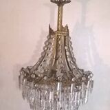Lustre ancien forme montgolfière en laiton 4 feux