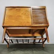 1960s Danish Modern Beech Wood Bar Cabinet with Tambour Door