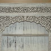 Large antique Anglo-Indian library in carved solid wood with original paint.