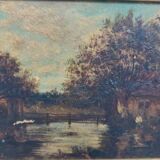 Painting barbizon school xix th century