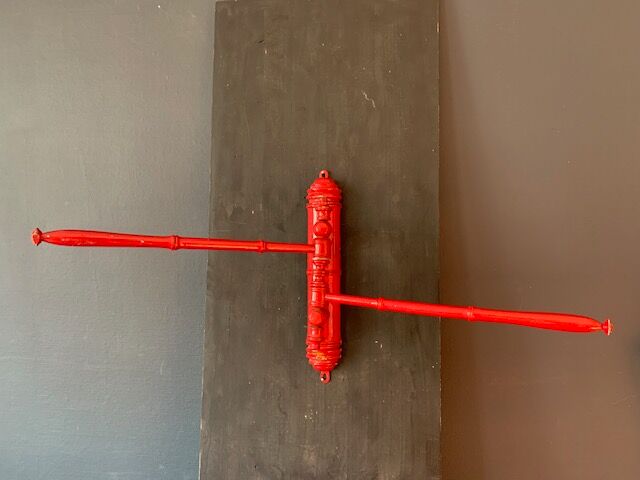 Antique wooden wall towel holder turned nineteenth