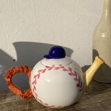 Teapot in white ceramic baseball