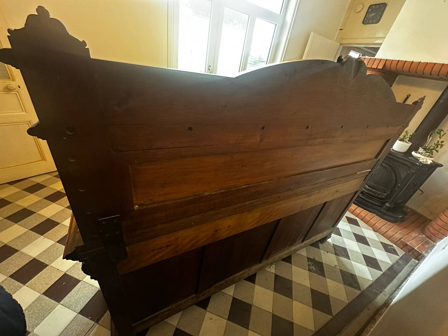 Two-part Renaissance-style buffet - Solid oak & marble, late 19th century