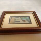 Small village painting, oil on panel, signed