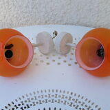 Pair of vintage orange hanging lamps