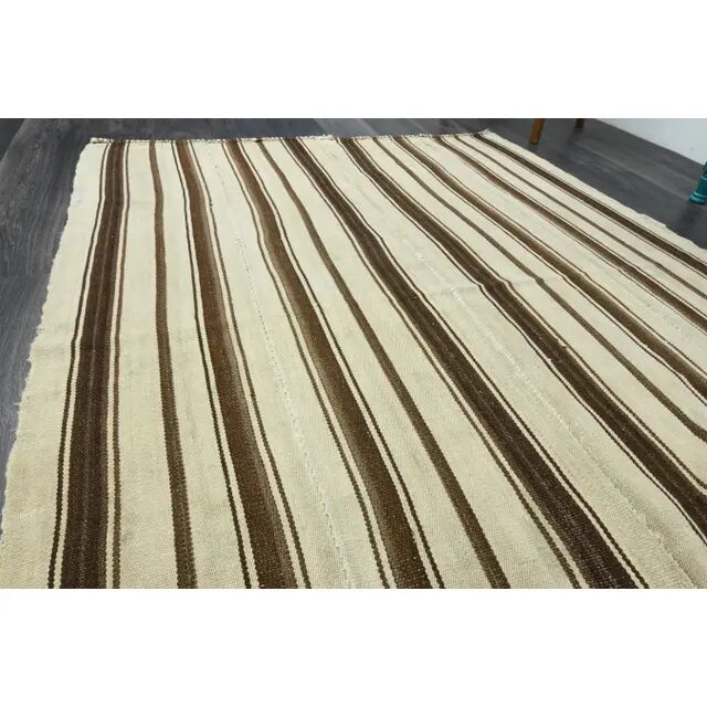 Vintage Turkish Oushak handmade wool cotton beige area rug  152x201
