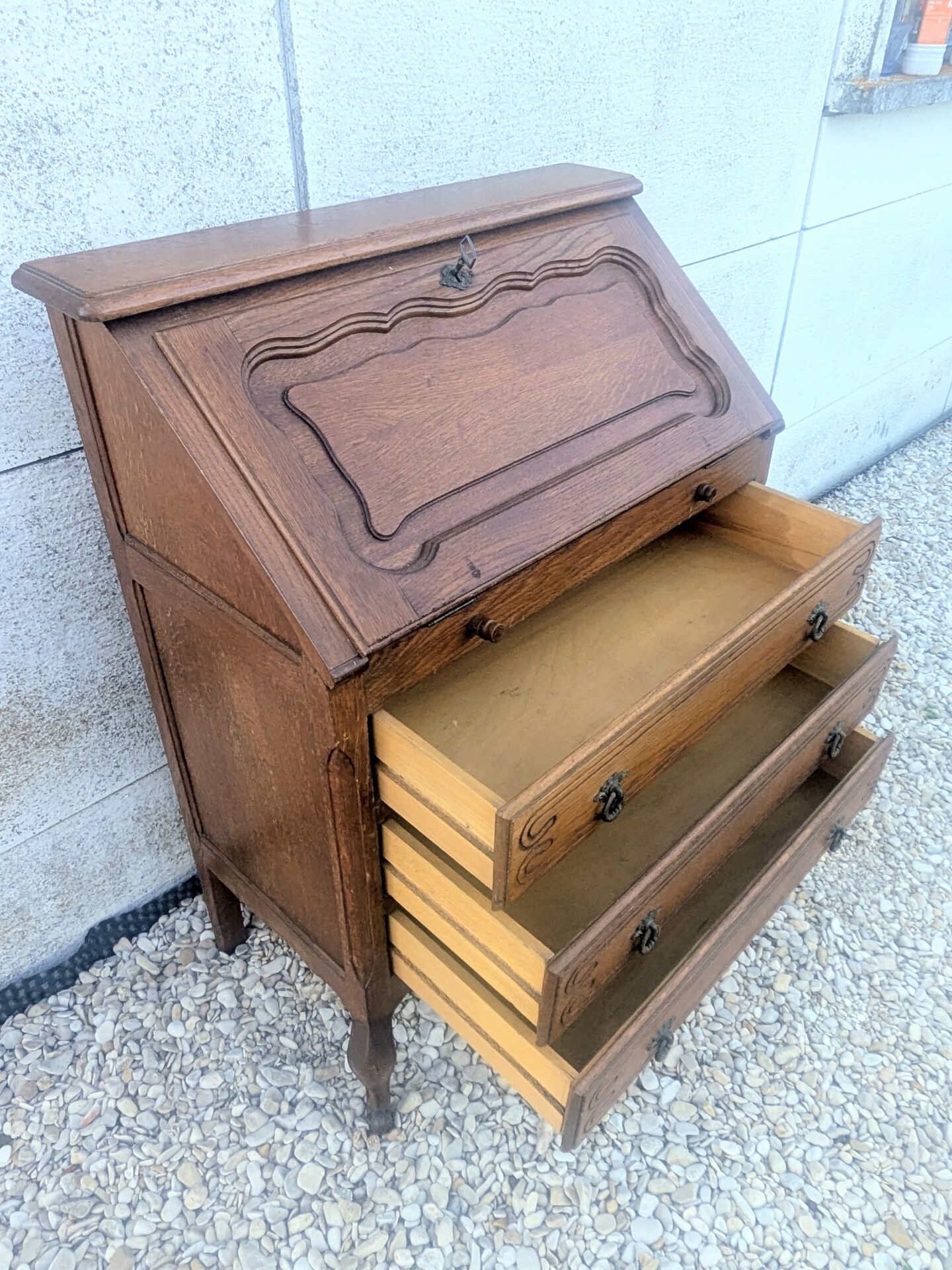 Secretary desk with a hump, oak