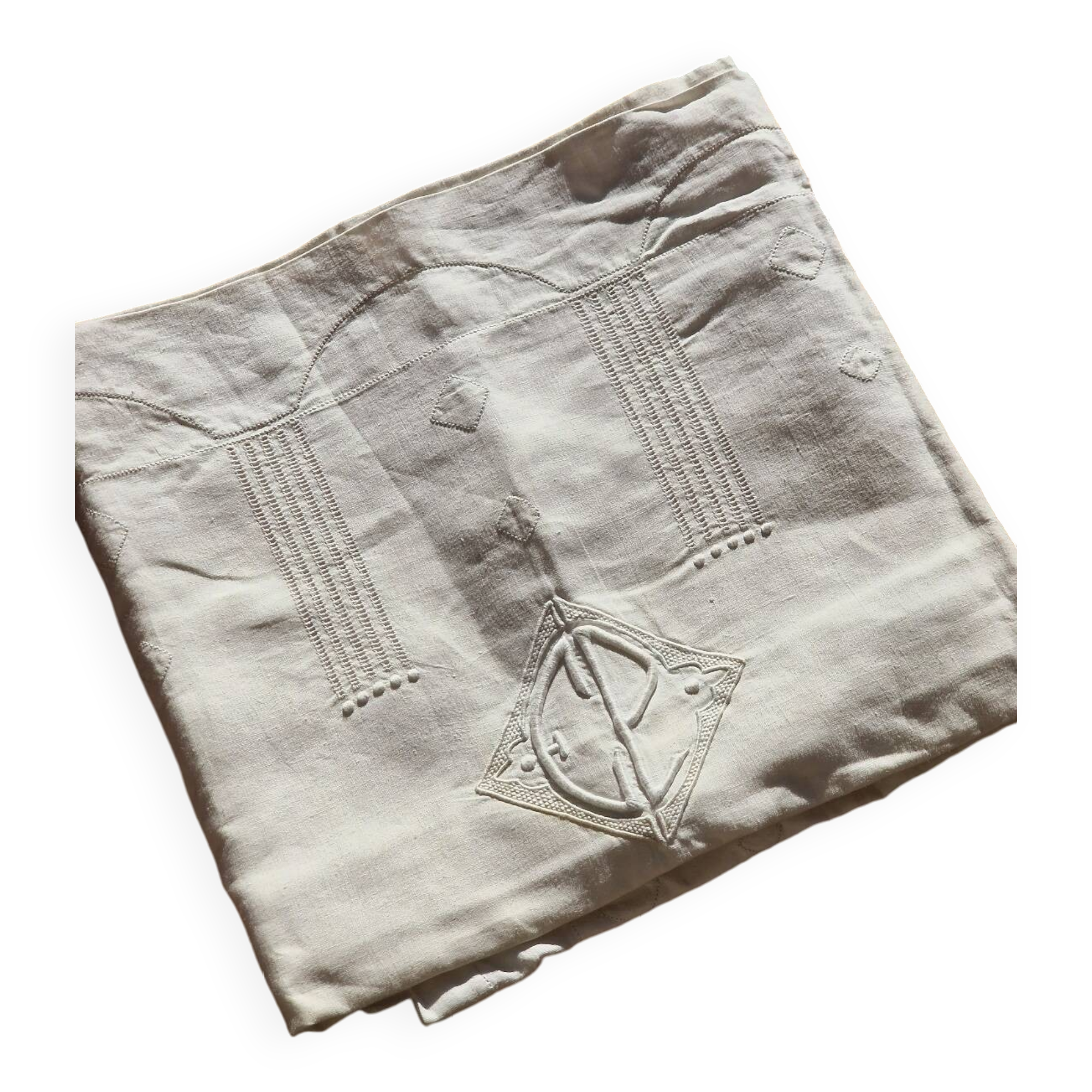 2 Art Nouveau monogrammed pillowcases