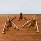 Danish mid-century wooden monkeys, set of 3