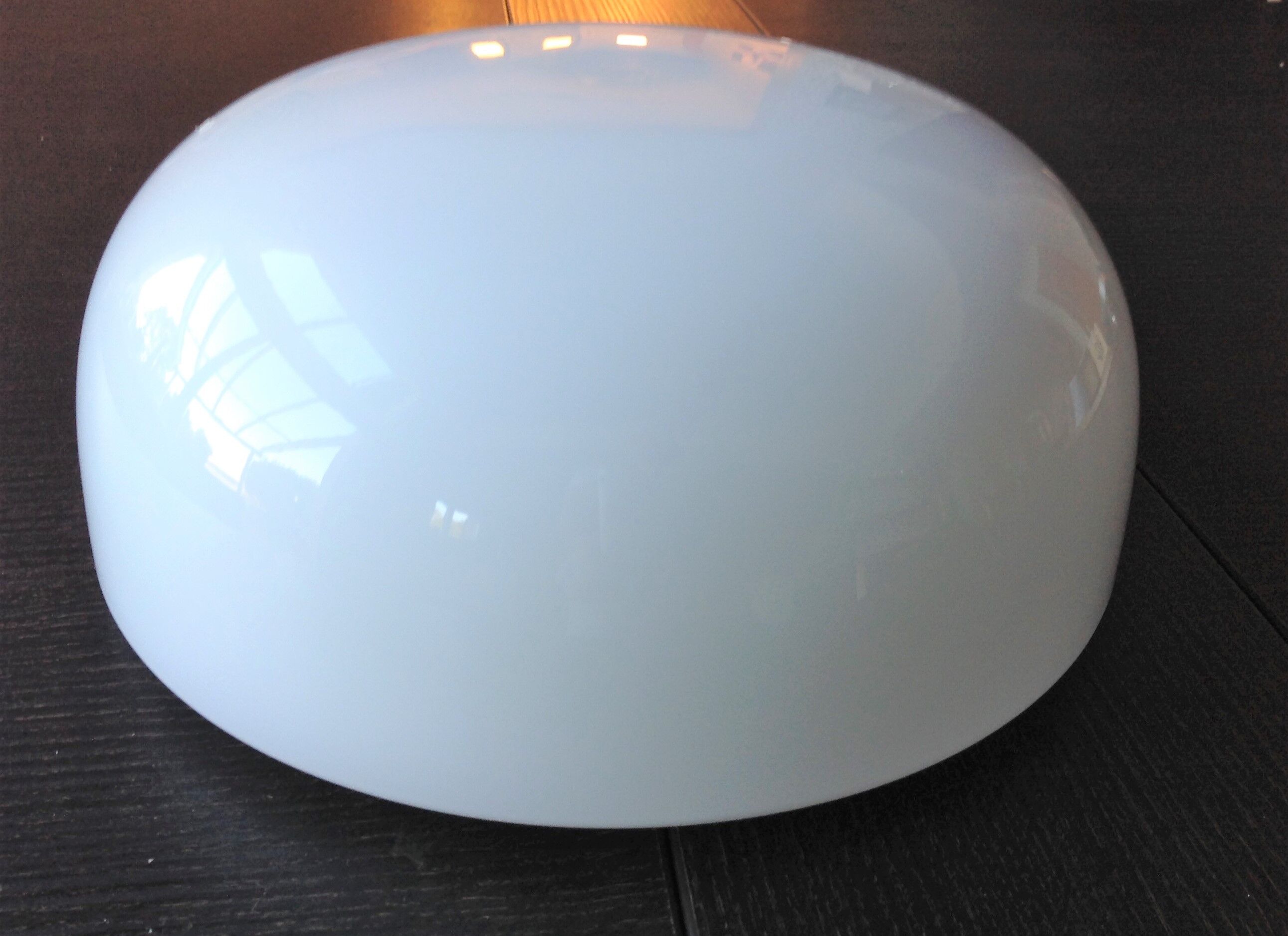 Half moon ceiling lamp in vintage white opaline 60s/70s