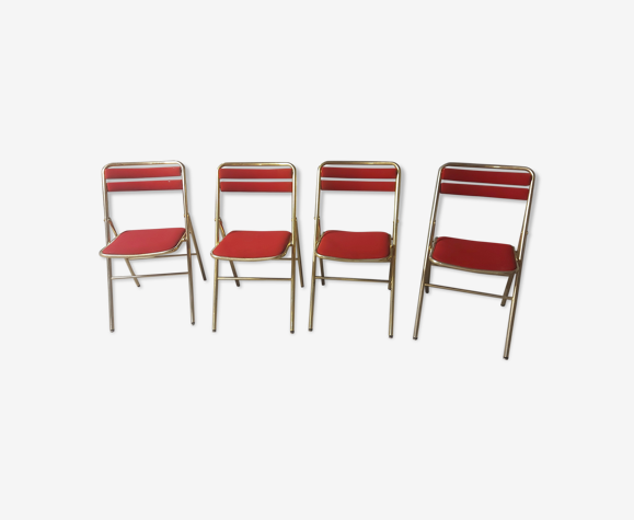 Set de 4 chaises pliantes vintages en velour